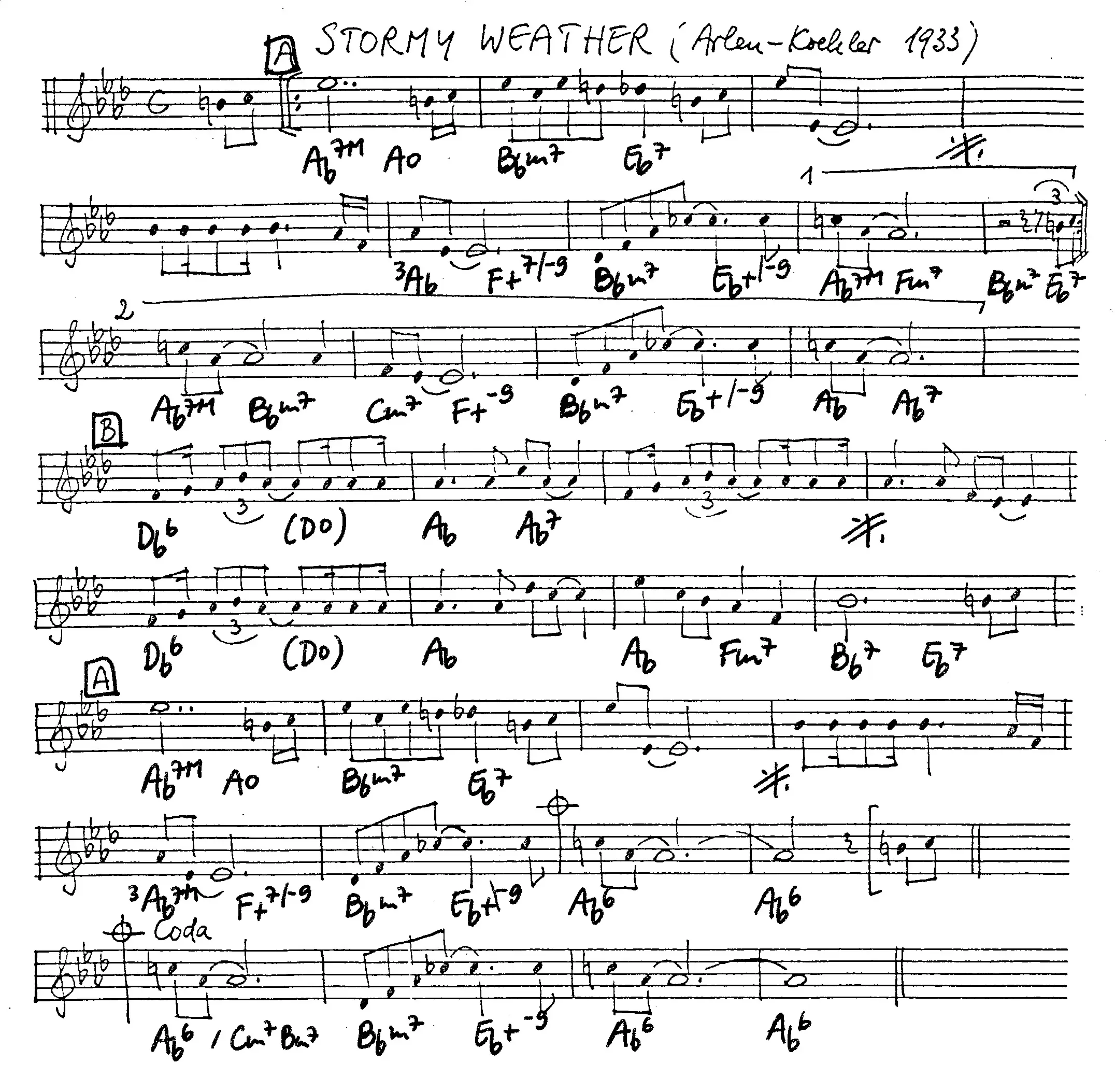 stormy weather free jazz leadsheet - Courtesy of the Jungle Jazz Band
